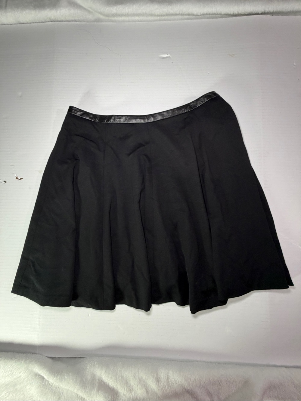 Anthropologie Yoana Baraschi Black Circle Skirt with Faux Leather Waistband